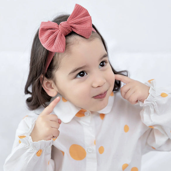 Baby Girls Hairbands Cloth Knitted Handmade Pit Strip Bow Style