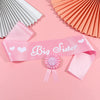 Baby Shower Girl Satin Ribbon Big Sister Badge Corsage Set Simple Style