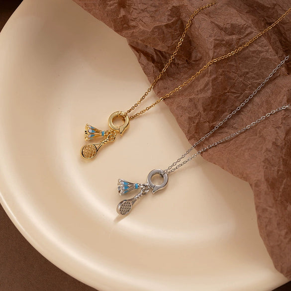 Badminton Clavicle Chain Women's Fashion Light Luxury Titanium Steel And Copper Heart Shape Electroplating Design