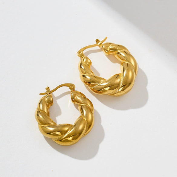 Bag Earrings Solid Horn Stainless Steel Geometric Gold Plated Electroplated