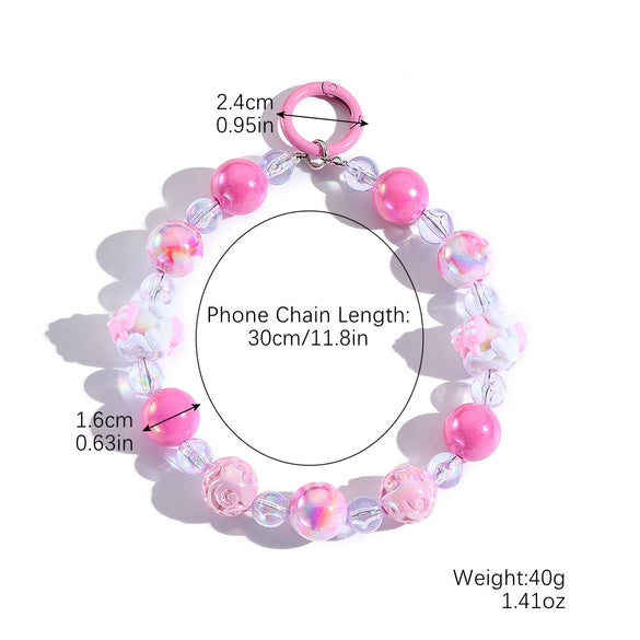 Bag Hanging Ornaments Plastic Resin Beaded Mixed Mobile Phone Chain With Love Water Drops Bell Pattern And Electroplating Treatment