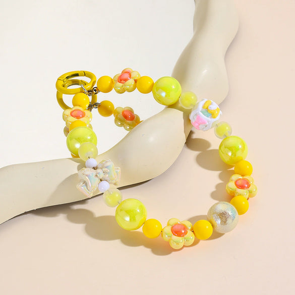 Bag Hanging Ornaments Plastic Resin Beaded Mixed Mobile Phone Chain With Love Water Drops Bell Pattern And Electroplating Treatment