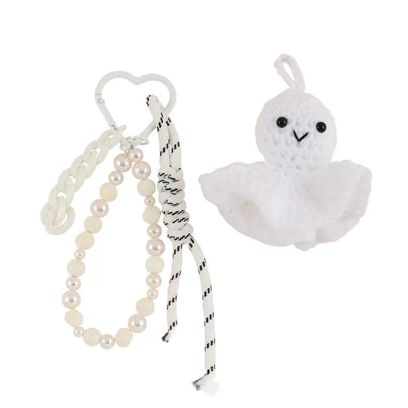 Bag Hanging Pendant Key Ring Handcrocheted Acrylic Rope Knitting Titanium Steel Sunny Doll Style