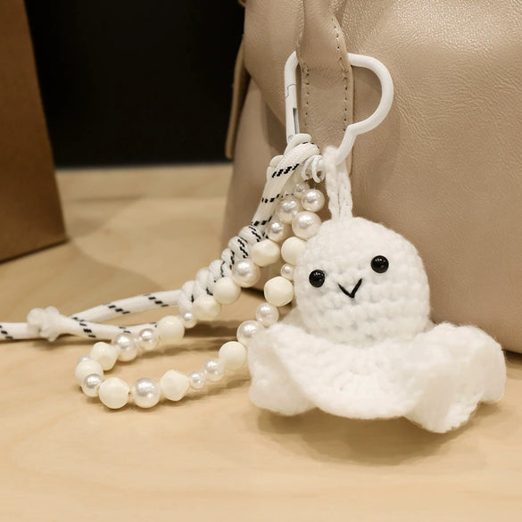Bag Hanging Pendant Key Ring Handcrocheted Acrylic Rope Knitting Titanium Steel Sunny Doll Style