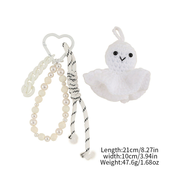 Bag Hanging Pendant Key Ring Handcrocheted Acrylic Rope Knitting Titanium Steel Sunny Doll Style