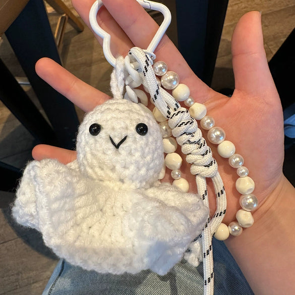 Bag Hanging Pendant Key Ring Handcrocheted Acrylic Rope Knitting Titanium Steel Sunny Doll Style