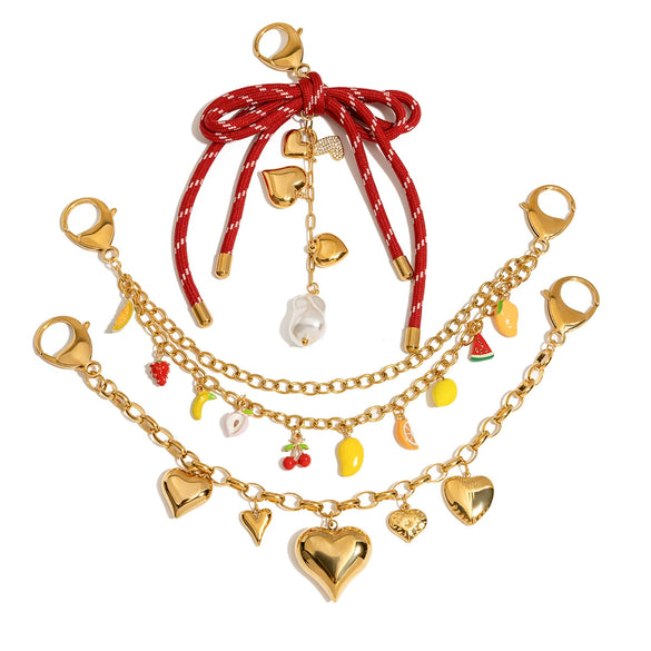 Bag Pendant Stainless Steel Pearl Bow Love Fruit Minimalist Jewelry With Electroplating