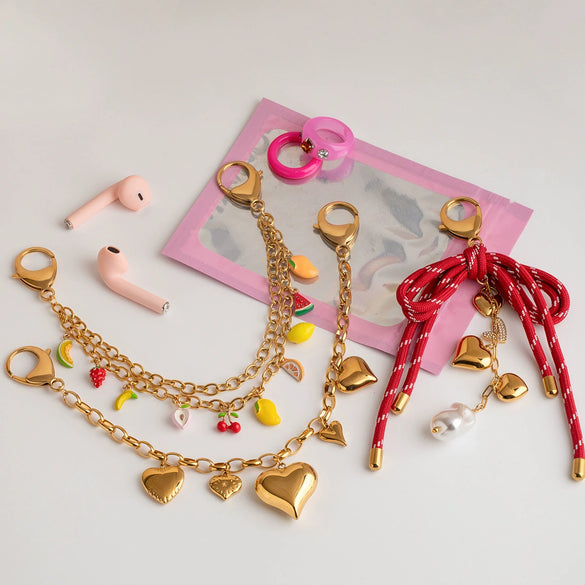 Bag Pendant Stainless Steel Pearl Bow Love Fruit Minimalist Jewelry With Electroplating