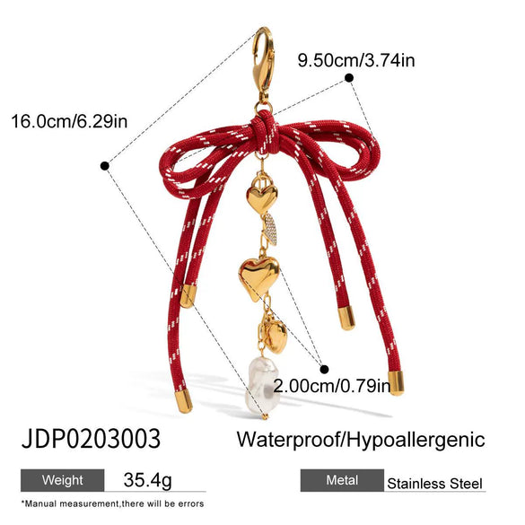 Bag Pendant Stainless Steel Pearl Bow Love Fruit Minimalist Jewelry With Electroplating