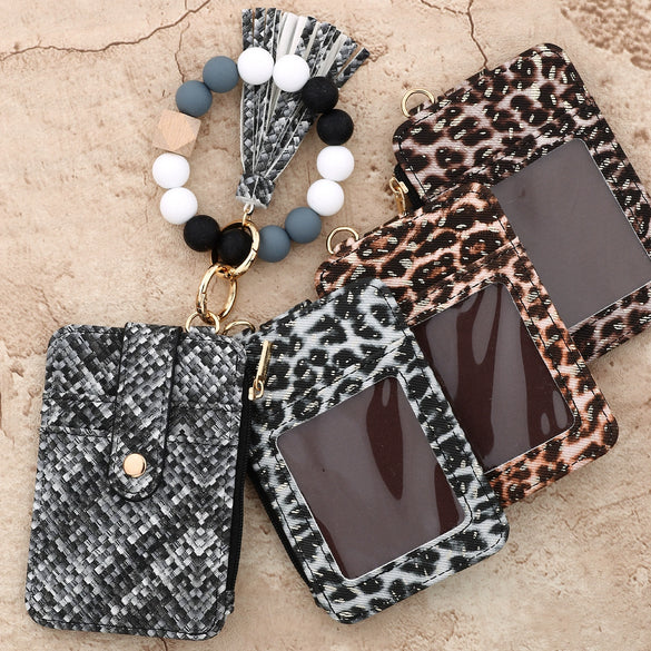 Bag Pu Leather Striped Woven Pattern Folding Card Bag For Women