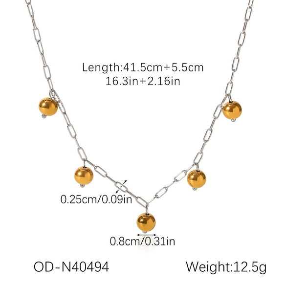 Ball Bead Chain Jewelry Set With Spherical Pendant And Tassel Titanium Steel Stainless Steel Geometric Pattern Pvd Vacuum Plating Women's