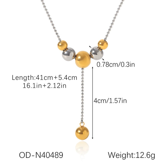 Ball Bead Chain Jewelry Set With Spherical Pendant And Tassel Titanium Steel Stainless Steel Geometric Pattern Pvd Vacuum Plating Women's