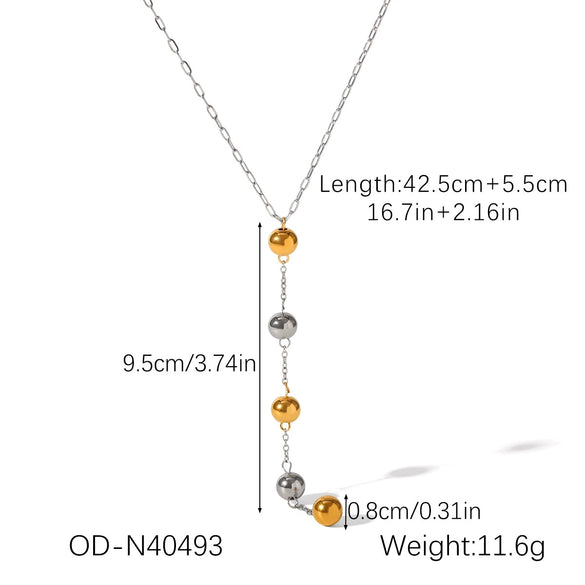 Ball Bead Chain Jewelry Set With Spherical Pendant And Tassel Titanium Steel Stainless Steel Geometric Pattern Pvd Vacuum Plating Women's