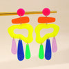 Ballet Dancing Cat Wood Earrings For Women 14K Gold Ear Needle Engraved Animal Zodiac Jewelry