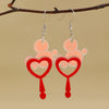 Ballet Dancing Cat Wood Earrings For Women 14K Gold Ear Needle Engraved Animal Zodiac Jewelry
