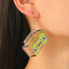 Ballet Dancing Cat Wood Earrings For Women 14K Gold Ear Needle Engraved Animal Zodiac Jewelry