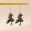 Ballet Dancing Cat Wood Earrings For Women 14K Gold Ear Needle Engraved Animal Zodiac Jewelry
