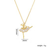 Ballet Girl Necklace Copper Titanium Steel With Cartoon Characters Mixed Gem Inlay Electroplating Ochain For Women Light Luxury Style