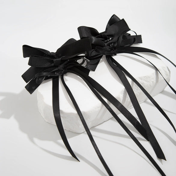 Ballet Ribbon Handmade Fourlayer Bow Earrings For Women