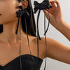 Ballet Ribbon Handmade Fourlayer Bow Earrings For Women
