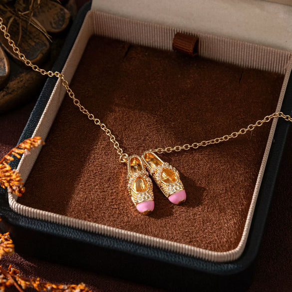 Ballet Shoe Necklace Mixed Gemstone Setting Copper Electroplated For Women