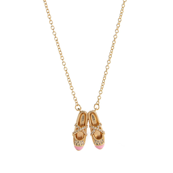 Ballet Shoe Necklace Mixed Gemstone Setting Copper Electroplated For Women