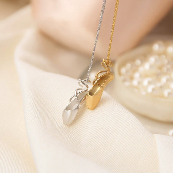 Ballet Shoes Pendant Necklace Copper 18K Gold Plated Geometric Style For Women