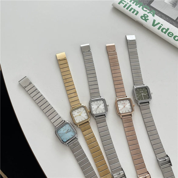 Bamboo Belt Square Dial Watch Alloy Case Ordinary Glass Mirror Retro Literary Leisure Women's Watch