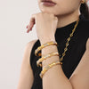 Bamboo Inlaid Bead Creative Temperament Bracelet Stainless Steel Shell Beads Geometric Electroplated