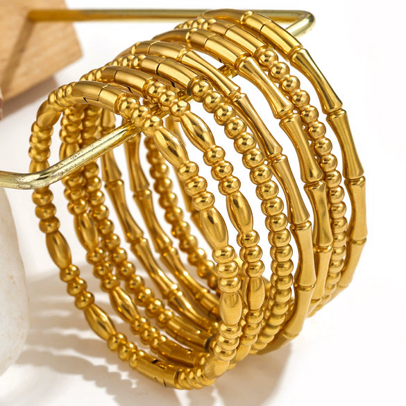 Bamboo Style Stainless Steel Electroplated Female Bracelet