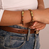Bamboo Tea Open Bracelet Copper Electroplated 18K True Gold Color Minimalist Geometric Jewelry