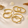 Bamboo Zircon Bracelet 316L Stainless Steel 18K Gold Plated Geometric Jewelry