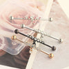 Barbell Earrings Stainless Steel Star Design Electroplated