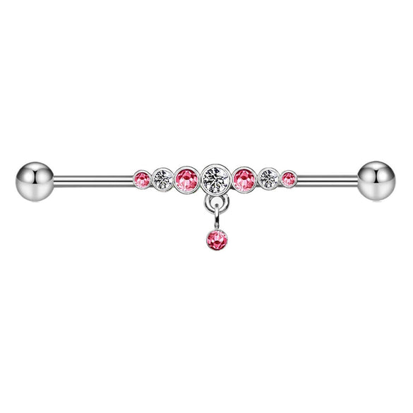 Barbell Earrings Stainless Steel Star Design Electroplated