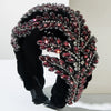 Baroque Fleece Woven Headband With Rhinestone And Maple Leaf Design For Women
