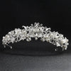 Baroque Floral Rhinestone Pearl Bridal Headband Alloy Electroplated Wedding Hair Crown For Women