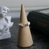 Baroque Freshwater Pearl And Tourmaline Floral Elastic Ring With Gold Tone Chain Natural Irregular Design For Women