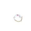Baroque Freshwater Pearl And Tourmaline Floral Elastic Ring With Gold Tone Chain Natural Irregular Design For Women