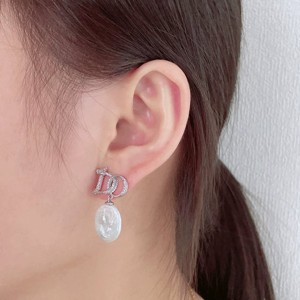 Baroque Freshwater Pearl Earrings For Women S925 Silver Needle Special Shape