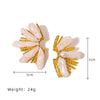 Baroque Freshwater Pearl Earrings Handmade Titanium Steel Geometric Design For Women