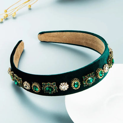 Baroque Geometric Rhinestone Velvet Headband Wholesale Nihaojewelry