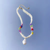 Baroque Imitation Pearl Braided Beaded Small Daisy Necklace