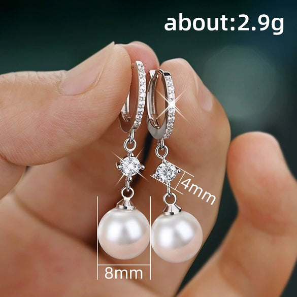 Baroque Imitation Pearl Earrings Copper Geometric Style
