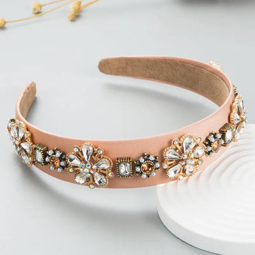 Baroque Inlaid Color Rhinestone Flower Hair Headband Accessories