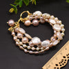 Baroque Natural Freshwater Pearl Retro Non Fading Handmade Electroplated Women's Bracelet With Geometric Styling