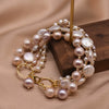 Baroque Natural Freshwater Pearl Retro Non Fading Handmade Electroplated Women's Bracelet With Geometric Styling