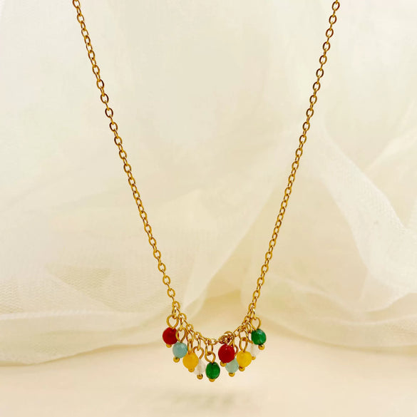Baroque Pearl Crystal Stone Minimalist Exquisite Titanium Steel Necklace With Electroplating