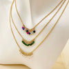 Baroque Pearl Crystal Stone Minimalist Exquisite Titanium Steel Necklace With Electroplating