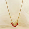 Baroque Pearl Crystal Stone Minimalist Exquisite Titanium Steel Necklace With Electroplating