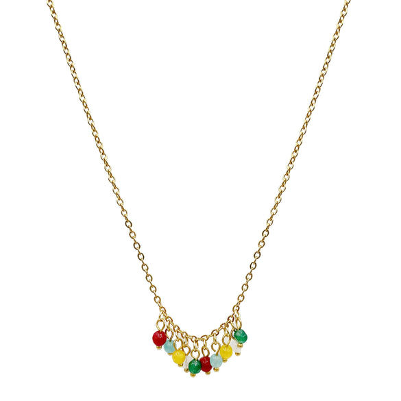 Baroque Pearl Crystal Stone Minimalist Exquisite Titanium Steel Necklace With Electroplating